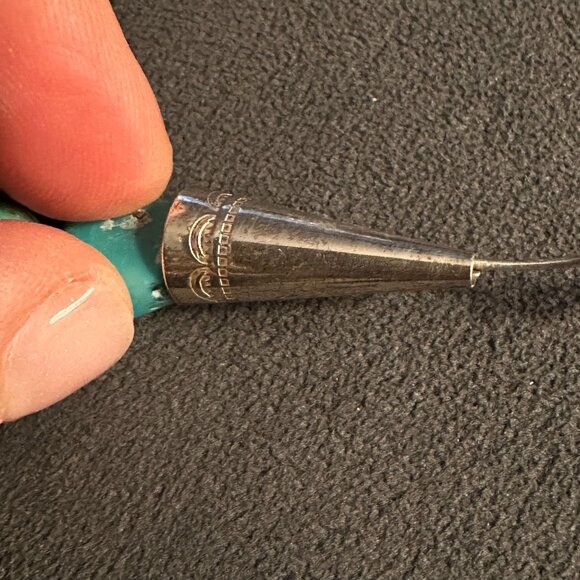 Turquoise Nugget Necklace With Sterling Silver Cone Clasp Native American - Picture 9 of 13